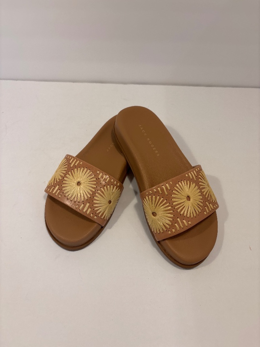 NWOT Women’s Jack Rogers Leather Somerset Slide Sandals Cafe Au Lait 7 M